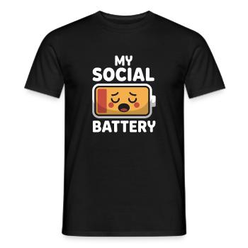 Social Battery Introvert Dead Battery Battery - Men's T-Shirt - black - Front - AI Model Male 178 light (178cm)