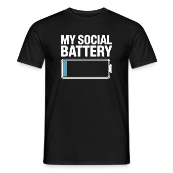 Social Battery Introvert Dead Battery Battery - Men's T-Shirt - black - Front - AI Model Male 178 light (178cm)