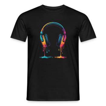 Drip Color Headphones Gaming Headset Gamer - Men's T-Shirt - black - Front - AI Model Male 178 light (178cm)