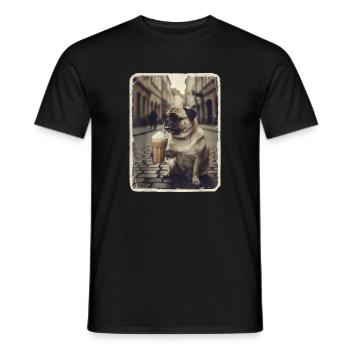 Winnie boit café latte - T-shirt homme - noir - Devant - AI Model Male 178 light (178cm)