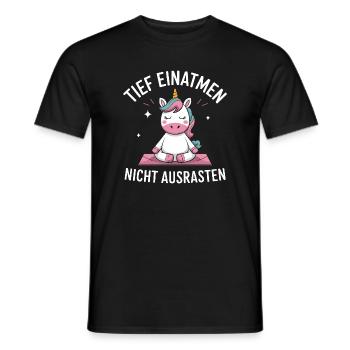  Tief Einatmen Nicht Ausrasten Einhorn Meditation - Männer T-Shirt - Schwarz - Vorne - AI Model Male 178 light (178cm)