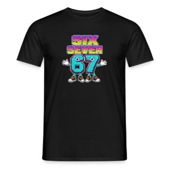 Six Seven 67 Meme Cartoon Style - Men's T-Shirt - black - Front - AI Model Male 178 light (178cm)