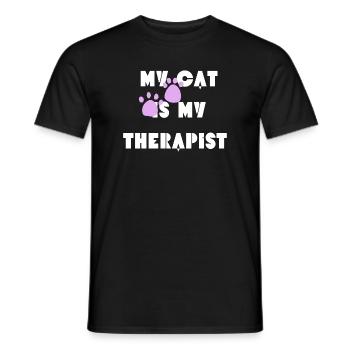 Mon chat est mon thérapeute - T-shirt homme - noir - Devant - AI Model Male 178 light (178cm)