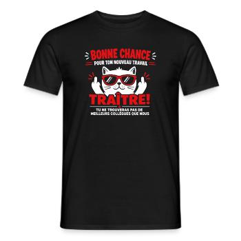 Chat Traître Lunettes Rouges - T-shirt homme - noir - Devant - AI Model Male 178 light (178cm)