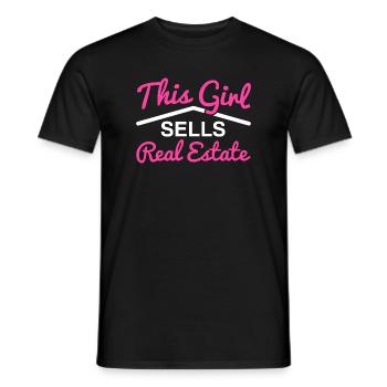 This girl sells real estate Funny Realtor Agent - Men's T-Shirt - black - Front - AI Model Male 178 light (178cm)