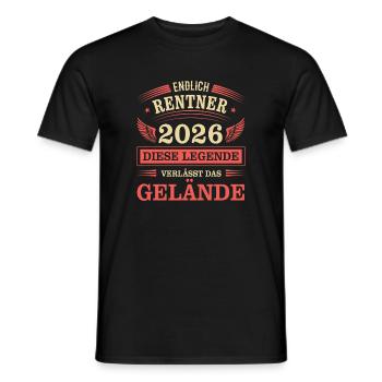 Rente 2026 - Männer T-Shirt - Schwarz - Vorne - AI Model Male 178 light (178cm)