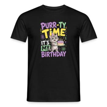 Ronronn-ty Temps Fête Chat Chapeau Anniversaire - T-shirt homme - noir - Devant - AI Model Male 178 light (178cm)