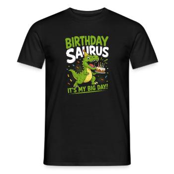 Birthday Saurus T-rex Dino Cake Party Roar - Men's T-Shirt - black - Front - AI Model Male 178 light (178cm)