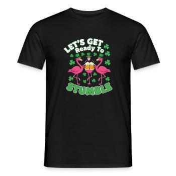 St Patrick's Day Flamingos Cheers - Men's T-Shirt - black - Front - AI Model Male 178 light (178cm)