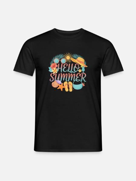 Hello Summer Tropenprint Strand-Accessoires - Männer T-Shirt - Schwarz