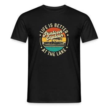 La vie du capitaine du ponton est meilleure au lac - T-shirt homme - noir - Devant - AI Model Male 178 light (178cm)