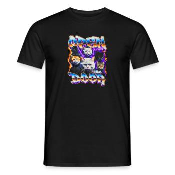 Open the Door — Neon Cat Crew - Men's T-Shirt - black - Front - AI Model Male 178 light (178cm)