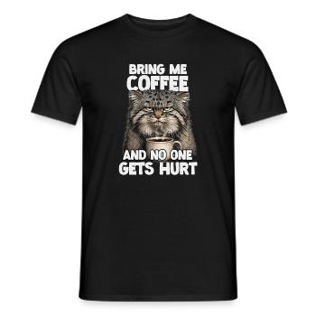Manul Pallas Cat Coffee Sarcasm Cat Lovers - Men's T-Shirt - black - Front - AI Model Male 178 light (178cm)