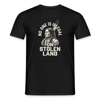No one is illegal on stolen land - Men's T-Shirt - black - Front - AI Model Male 178 light (178cm)