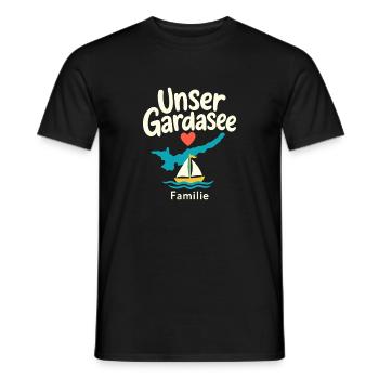 Unser Gardasee Familie, Lake Garda Family Keepsake - Men's T-Shirt - black - Front - AI Model Male 178 light (178cm)