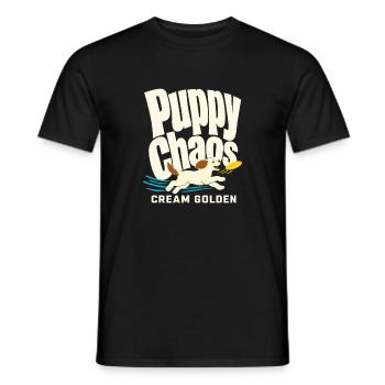 Puppy Chaos Cream Golden Retriever Dog Lover - Men's T-Shirt - black - Front - AI Model Male 178 light (178cm)