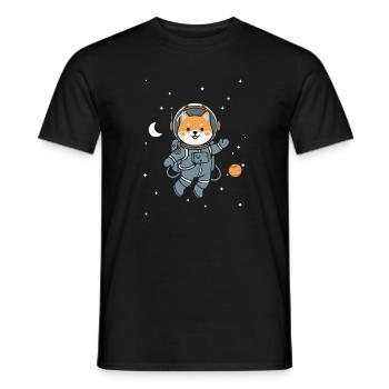 Asterroid the Shiba Inu Astronaut - Cute Space Dog - Men's T-Shirt - black - Front - AI Model Male 178 light (178cm)