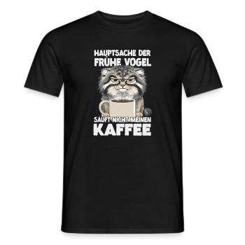 Kaffee Und Pallas Katze Humor Motiv | Manul Katzen - Männer T-Shirt - Schwarz - Vorne - AI Model Male 178 light (178cm)