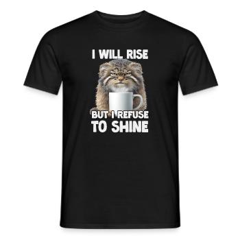 Manul Katze Kaffee Humor T | Pallas Katze Wildkatz - Männer T-Shirt - Schwarz - Vorne - AI Model Male 178 light (178cm)