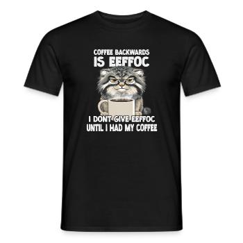 Pallas's Katzen Kaffee Slogan T | Mürrische Morgen - Männer T-Shirt - Schwarz - Vorne - AI Model Male 178 light (178cm)