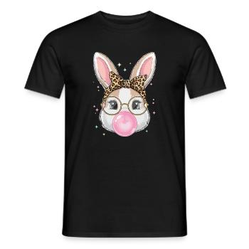 Bunny with glasses and bubblegum - Men's T-Shirt - black - Front - AI Model Male 178 light (178cm)