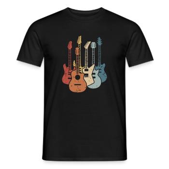 Gitarre Retro Gitarren Musiker Gitarrist Musik - Männer T-Shirt - Schwarz - Vorne - AI Model Male 178 light (178cm)