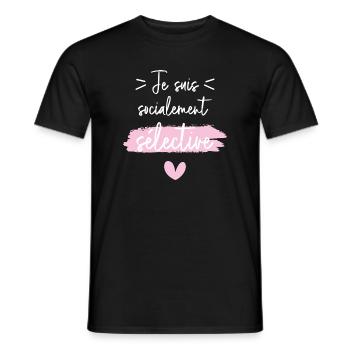 Je suis socialement sélective - T-shirt homme - noir - Devant - AI Model Male 178 light (178cm)