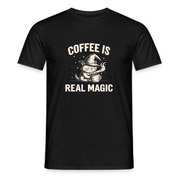 Cat Coffee Magic Wizard - Men's T-Shirt - black - Front - AI Model Male 178 light (178cm)