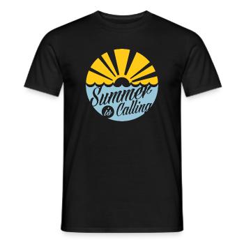 summer-is-calling-white-design - Männer T-Shirt - Schwarz - Vorne - AI Model Male 178 light (178cm)