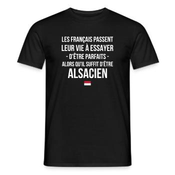 Les Francais Passent Leur Vie A Essayer D Etre ... - T-shirt homme - noir - Devant - AI Model Male 178 light (178cm)