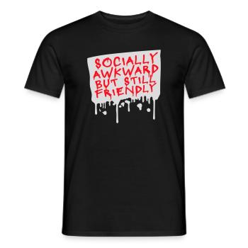 Socially Awkward But Still Friendly Lustig Spruch - Männer T-Shirt - Schwarz - Vorne - AI Model Male 178 light (178cm)