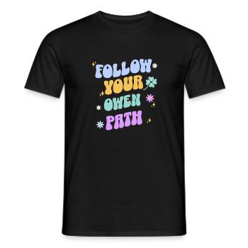 Suivez votre chemin – Typographie rétro pastel - T-shirt homme - noir - Devant - AI Model Male 178 light (178cm)