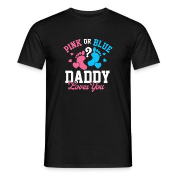 Révélation du genre Pink Or Blue Daddy Loves You - T-shirt homme - noir - Devant - AI Model Male 178 light (178cm)