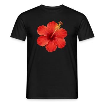 Hibiscus Flower Red Flower Hibiscus Hawaiian Blossom - Men's T-Shirt - black - Front - AI Model Male 178 light (178cm)