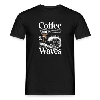 Coffee Waves Surfing Coffee & Waves Surfer Beach - Men's T-Shirt - black - Front - AI Model Male 178 light (178cm)