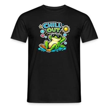 Chillfrosch am Pool - Männer T-Shirt - Schwarz - Vorne - AI Model Male 178 light (178cm)