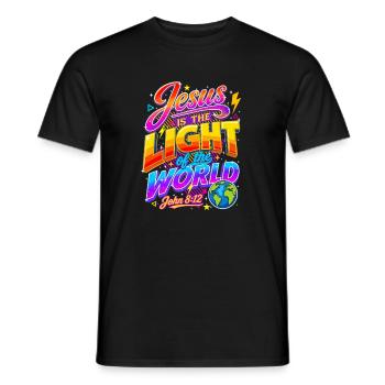 Jesus Light World VBS Johannes 8,12 - Männer T-Shirt - Schwarz - Vorne - AI Model Male 178 light (178cm)