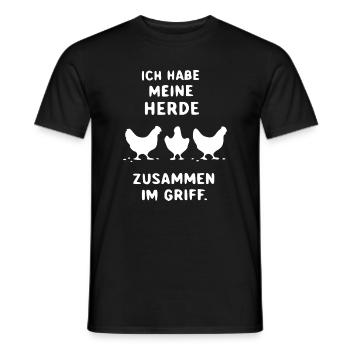 Herde im Griff – Hühner-Slogan - Männer T-Shirt - Schwarz - Vorne - AI Model Male 178 light (178cm)