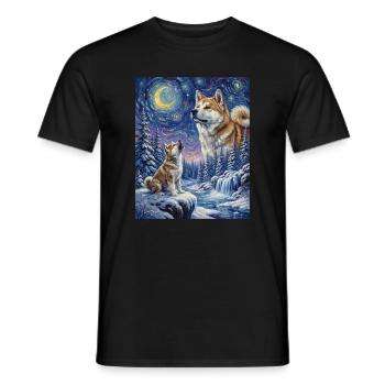 Howling to the Moon Meme Animal Dog Akita Inu - Men's T-Shirt - black - Front - AI Model Male 178 light (178cm)