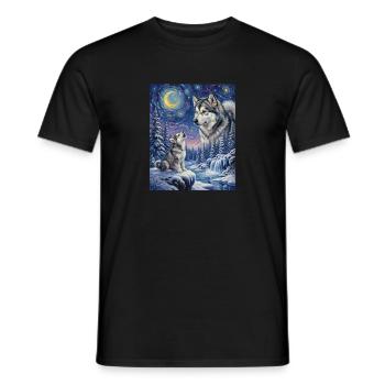 Hurler à la Lune Chien Mème d’Alaska - T-shirt homme - noir - Devant - AI Model Male 178 light (178cm)