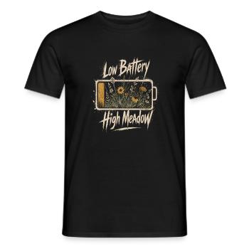 Low Battery High Meadow Wildflower Design - Men's T-Shirt - black - Front - AI Model Male 178 light (178cm)