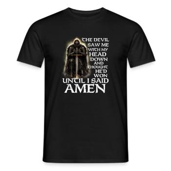 Le Diable pensait avoir gagné jusqu’à Amen - T-shirt homme - noir - Devant - AI Model Male 178 light (178cm)