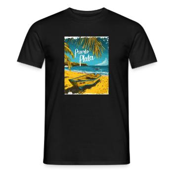 Puerto Plata Strandlandschaft Tropische Idylle - Männer T-Shirt - Schwarz - Vorne - AI Model Male 178 light (178cm)