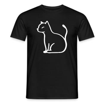 Katze Line Art - Männer T-Shirt - Schwarz - Vorne - AI Model Male 178 light (178cm)