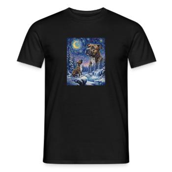 Hurlement au chien de la lune Staffordshire Terrier - T-shirt homme - noir - Devant - AI Model Male 178 light (178cm)