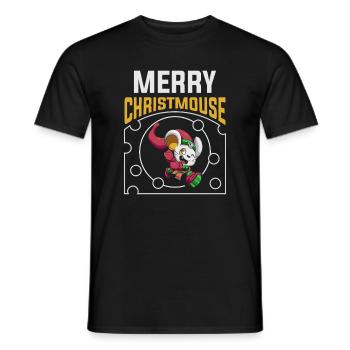 Souris Souris Joyeux Noël Souris Noël - T-shirt homme - noir - Devant - AI Model Male 178 light (178cm)