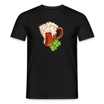 Bierkrug und Kleeblatt Design - Männer T-Shirt - Schwarz - Vorne - AI Model Male 178 light (178cm)