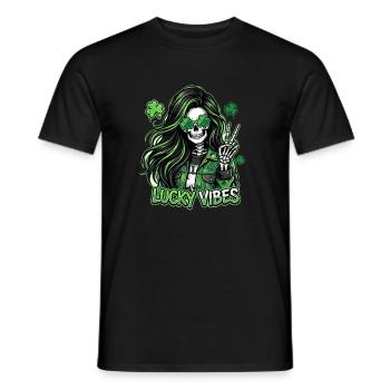 Squelette Lucky Vibes avec un look vert - T-shirt homme - noir - Devant - AI Model Male 178 light (178cm)