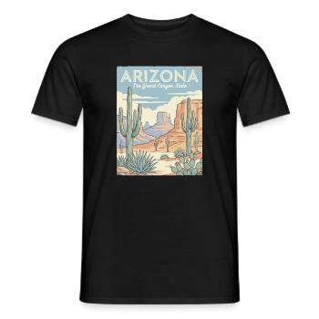 Arizona Wüsten-Retro Poster - Männer T-Shirt - Schwarz - Vorne - AI Model Male 178 light (178cm)