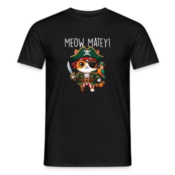 Miaou Matey Chat Pirate Humour - T-shirt homme - noir - Devant - AI Model Male 178 light (178cm)